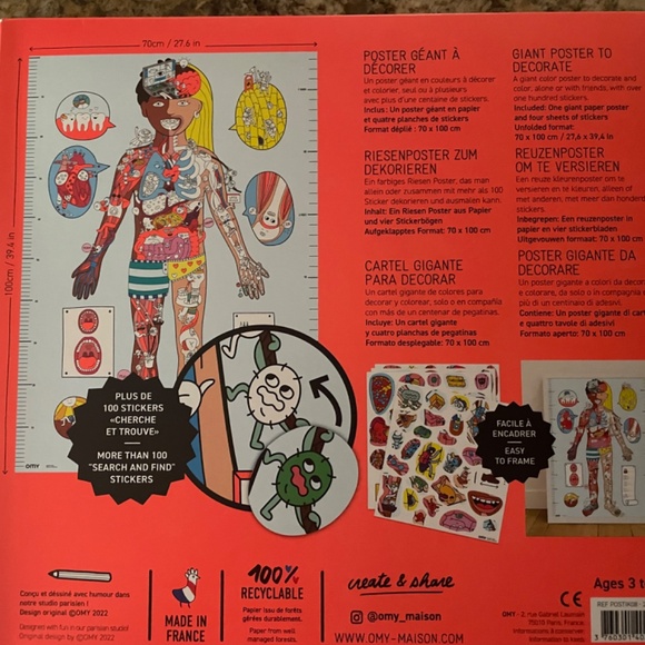 Made in France My Body Giant Sticker Poster for fun and learning - Picture 8 of 10
